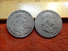 1949 D & S US Franklin Half Dollars 50c 90% Silver Coins Lot of 2 ($1 FV)