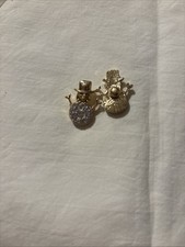 Croc Snowman Jibbitz New Gold Tone With Rhinestones Set Of Two