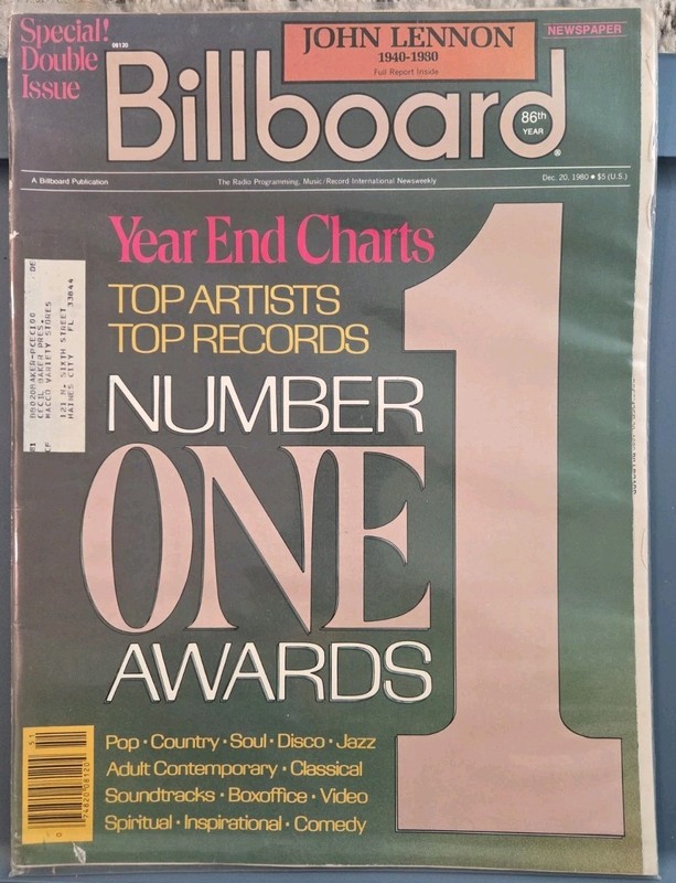 BILLBOARD MAGAZINE DECEMBER 20 1980 JOHN LENNON DEATH