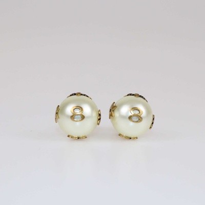 Christian Dior Tribales Aged Gold Tone Crystal Faux Pearl Asymmetric Earrings