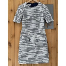 Hobbs Short Sleeve Sheath Dress with Pockets Dress in Navy Ivory Size 2