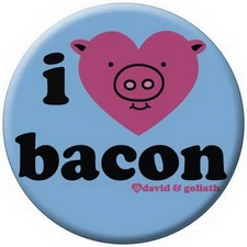 David and Goliath I Heart Bacon Button 81473