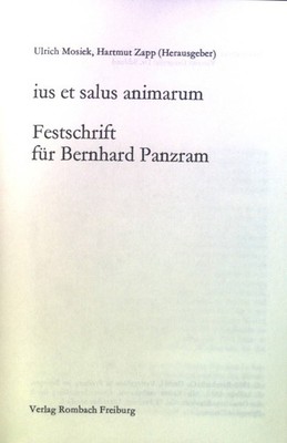 ius et salus animarum : Festschrift f. Bernhard Panzram. Bd. 15. Sammlung Rombac