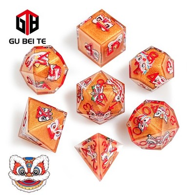7PCS DND Dice Set Lion Orange Polyhedral Dice for Dungeons & Dragons Rpg D&D MTG