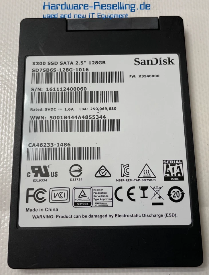 SanDisk Fujitsu 128GB X300 SATA III 6G SD7SB6S-128G-1016 CA46233-1486 - Bild 1 von 1