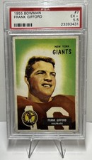 Frank Gifford 1955 Bowman Football Card #7 PSA 5.5 HOF LEGEND!