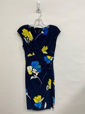 Lauren Ralph Lauren Size 4 Navy/Blue White/Yellow Flowers Ladies Dress