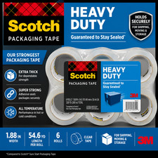 Scotch 1.88 in x 54.6 yds. Heavy Duty Shipping Packaging Tape 6 Rolls per Pack