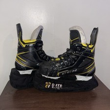 CCM Super Tacks S380 Ice Hockey Skates Youth Size 2 D Black Yellow With Covers