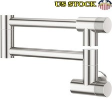 360 Degree Folding Kitchen Faucet Wall Mount Dual Knob Stainless Steel New