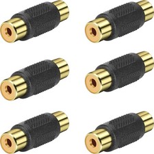 RCA Female to Female Audio/Video Connector 6 Pack - Durable Gold-Plated Couplers