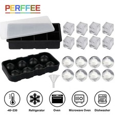 Large Ice Cube Tray Ball Maker Big Rubber Mold Sphere Whiskey DIY Round Mould UK