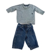 Baby Gap Outfit Long Sleeve Top Denim Pants 6-12-18 mth
