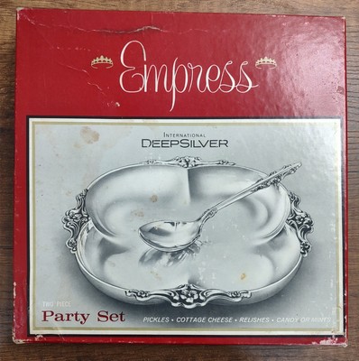 Vintage Empress International Deep Silver Party Candy Dish In Original Box B5