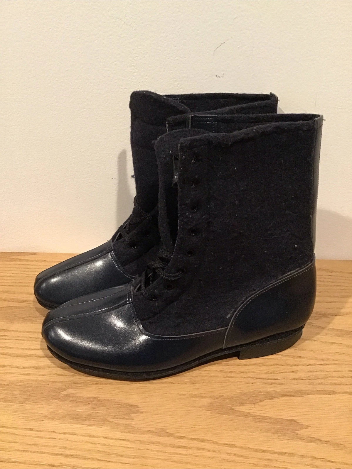 Vintage NOS Felt & Leather Boots Military Farm sz 11 Lace Up Work 90300