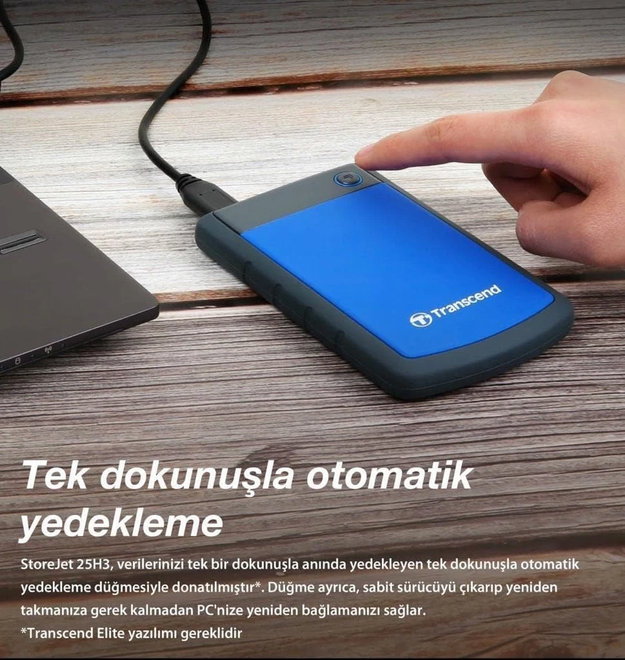 Transcend 4 TB Rugged Portable Hard Drive - Shock Resistant USB 3.1 Gen 1 StoreJ - Image 4 of 4