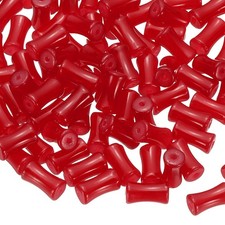 100 Pcs Glass Tube Beads, 6x12mm Bamboo Stick Tube Beads, Red