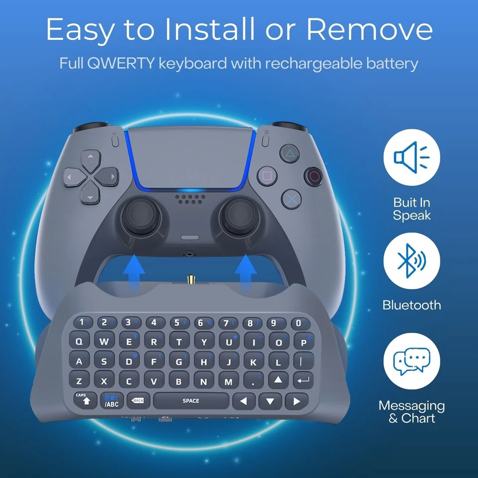 Controller Keyboard for PS5 Playstation 5 Dualsense Wireless Controller, Grey - Image 3 of 4