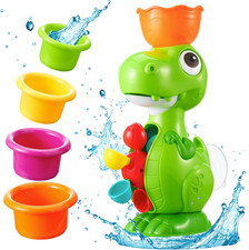 Dinosaur Bath Toys for Kids Ages 1-3, Baby Bath Toy with 4 Water Cups and Spinni