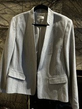 Kasper Blazer Gray Steel 1 Button Closure Lined Women Size 16