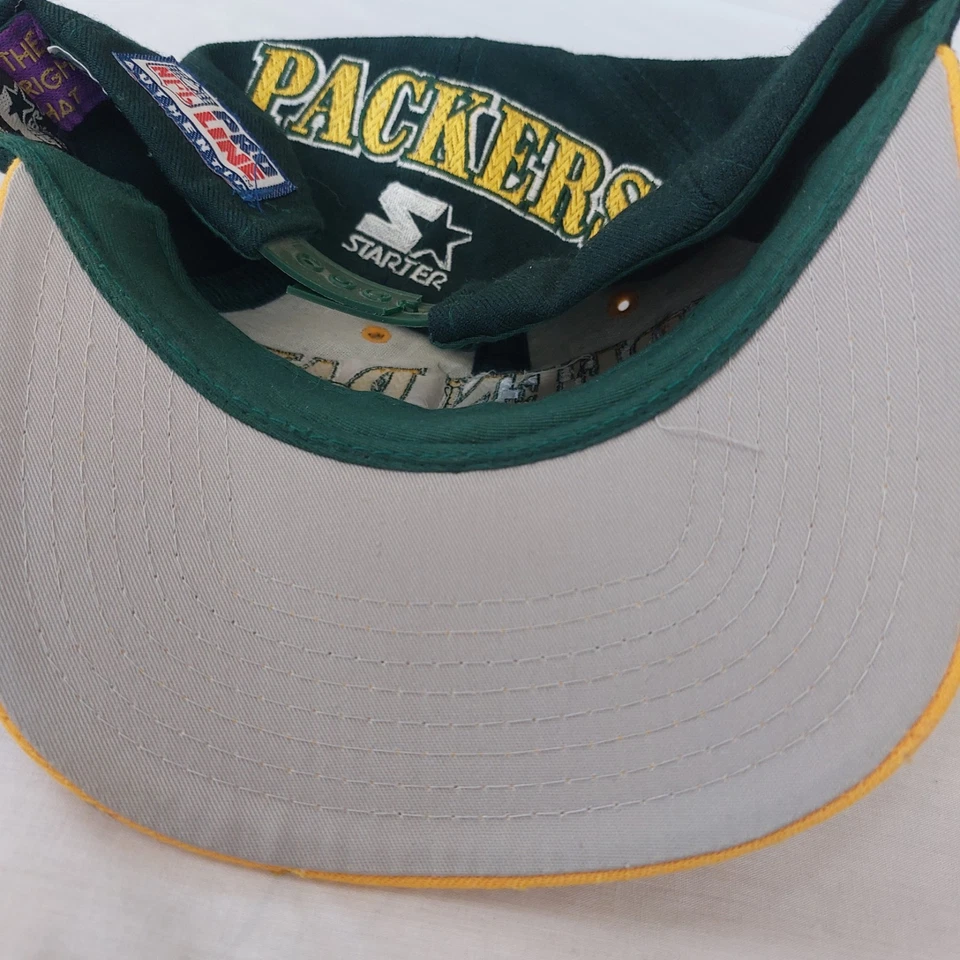 De Colección Starter Green Bay Packers Gorra Gorra Lana Arco Bloque Cabeza Snapback Años 90 NFL Foto 2 de 4