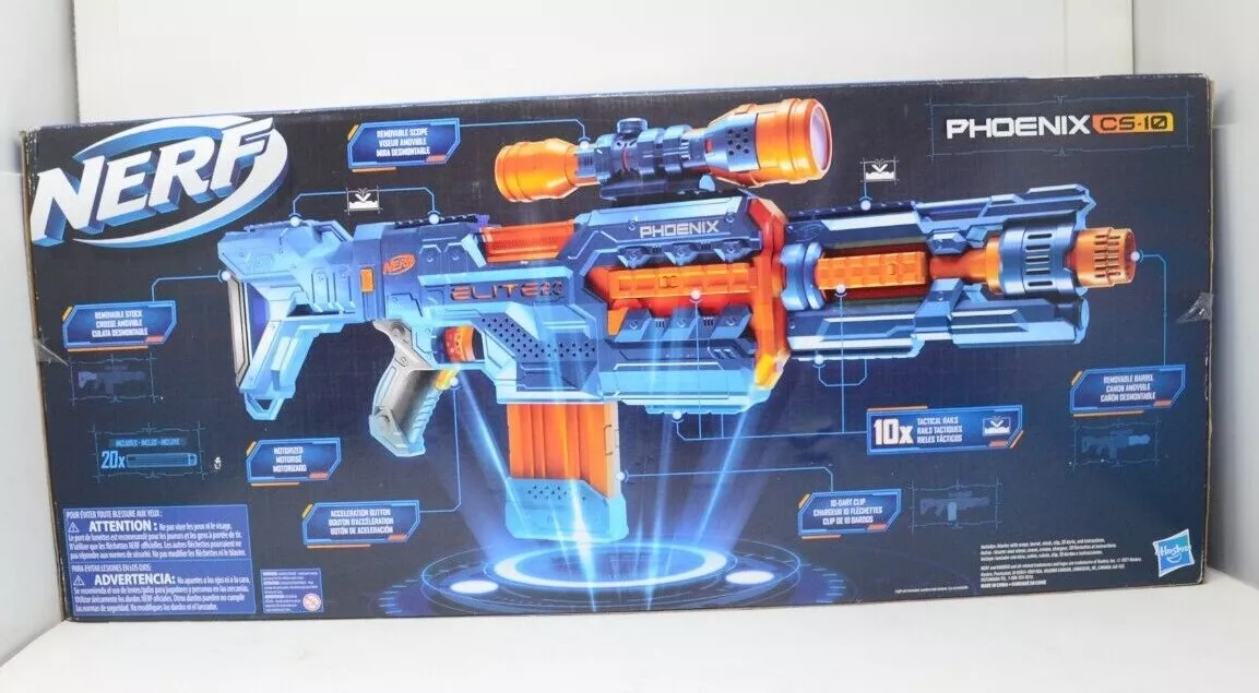 NEW Hasbro F2541 Nerf Elite 2.0 Phoenix CS-10 w/ 20-Darts 10-Dart Clip &  Barrel