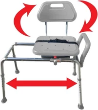 Platinum Health Carousel Sliding Shower Chair Tub Transfer Bench w/ Swivel Seat