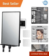 Shower Mirror for Shaving Fogless w/Razor Holders 360°Rotation Adjustable Mirror