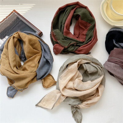 Baumwolle Schal Mode Halstuch Zwei Farben Schals Frauen Schals Turban Wraps Soft