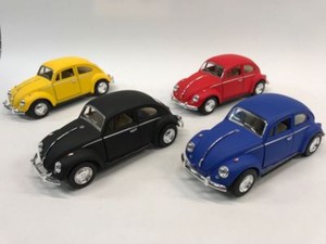 New Kinsmart Volkswagen Beetle VW Bug w// Stripes Diecast Model Toy 1:32 White
