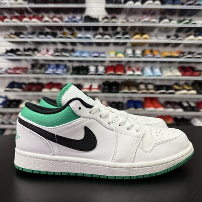 Nike Air Jordan 1 Low White Lucky Green 553558-129 Men's Size 7.5