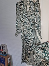 Size 12 Friends Like These @NEXT Green Cream Satin midi maxi Wrap Dress BNWT