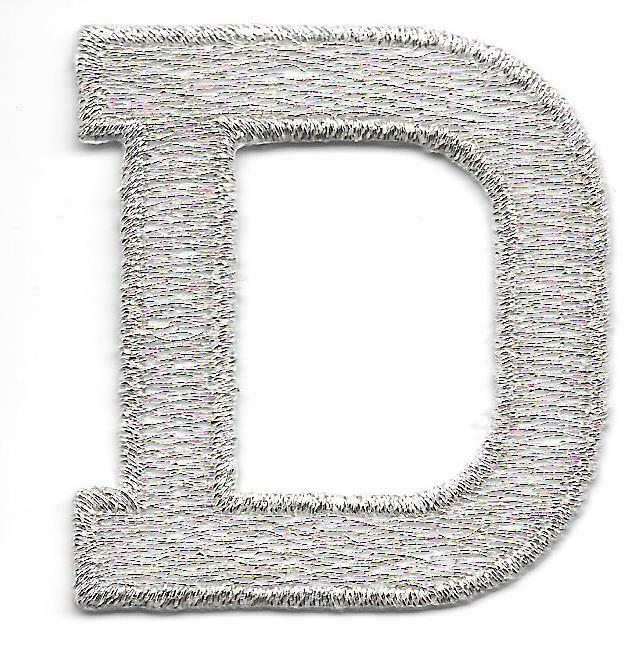 Metallic Silver Letter D Iron On Patch Applique Alphabet Embroidered (1 7/8" in)