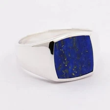 Lapis Lazuli Gemstone Men's Ring 925 Sterling Silver Handmade Gemstone Jewelry