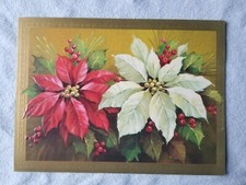 Vintage Christmas Card "Poinsettia" 5x7 Famous Artists Studios Made In The USA