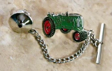 Oliver Tractor Tie Tack Pin and Chain Clasp