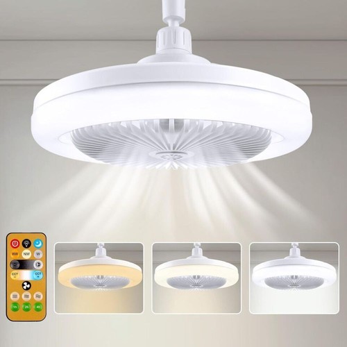1/2PCS Socket Fan E27 Ceiling Fan 30W with Dimmable LED Light Remote Controller - Picture 2 of 21