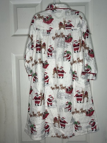 Pottery Barn Kids Heritage Santa Nightgown Polyester Flannel Girls Size 4 - Picture 3 of 6