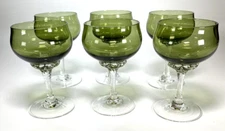 Vintage Sasaki Coronation Dark Green 6 Liquor/Cocktail Glasses 4 oz Capacity