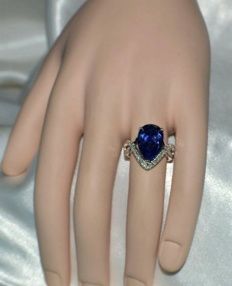 8 ct PREMIUM Simulado AAA TANZANITA Y 40 DIAMANTES GITANOS 14K CON RELLENO DE ORO S7. Foto 4 de 4