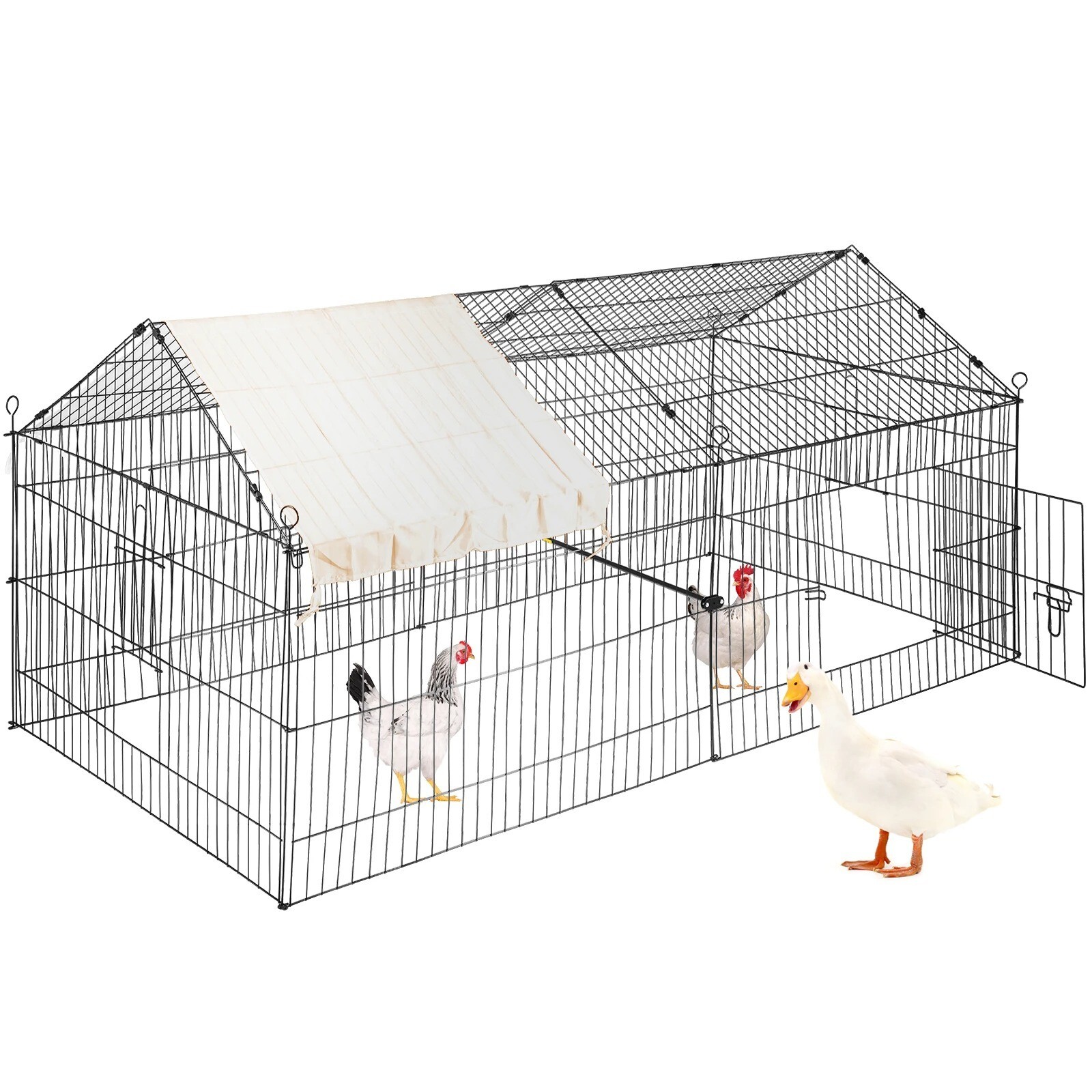 Enclos métallique étanche pour basse-cour avec grillage renforcé et bâche anti-UV pour jardin