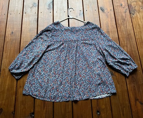 St. John's Bay Damen 1X blau gemischt Blumen V-Ausschnitt 3/4 Bluse Ärmel Oberteil - Bild 11 von 13
