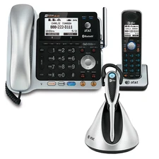 AT&T TL86109 2 Line Connect Cell Bluetooth Corded Cordless Phone with Headset