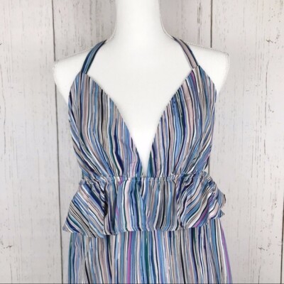 Zaful Striped Halter Mini Dress Or Long Shirt