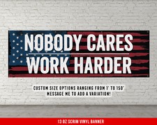 Motivational Gym Banner - Large Quote Wall Art - USA Flag