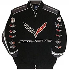 Authentic Corvette Racing Embroidered Cotton Twil Jacket JH Design Black Gray 