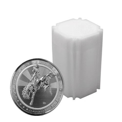 20 x 1 oz Silver Cowboy Rounds w/ Buffalo Privy .9999 Silver Rounds (Tube) #A578