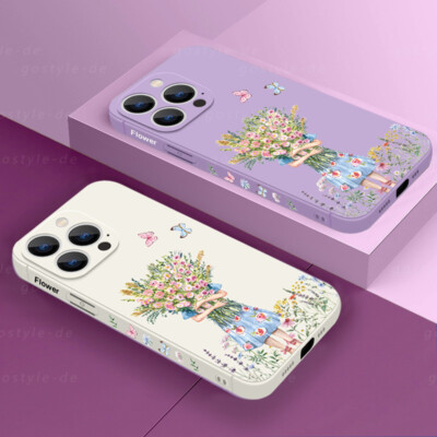 Handyhülle Für iPhone 15 Pro Max 14 13 12 Mini 11 XR 7 8 XS Blumen Silikon Cover