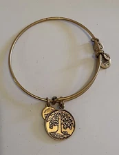 Alex And Ani Tree Of Life Charm Bangle Bracelet Gold Tone Made In USA