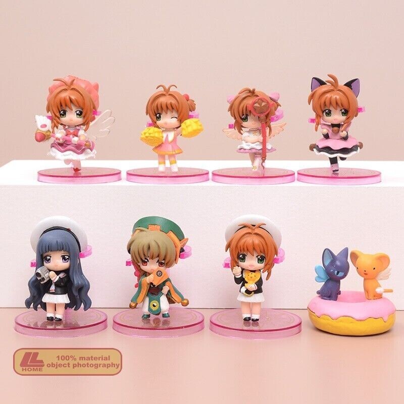 Captor de tarjetas de anime Sakura Kinomoto Sakura Li Syaoran 8 piezas linda figura juguete regalo